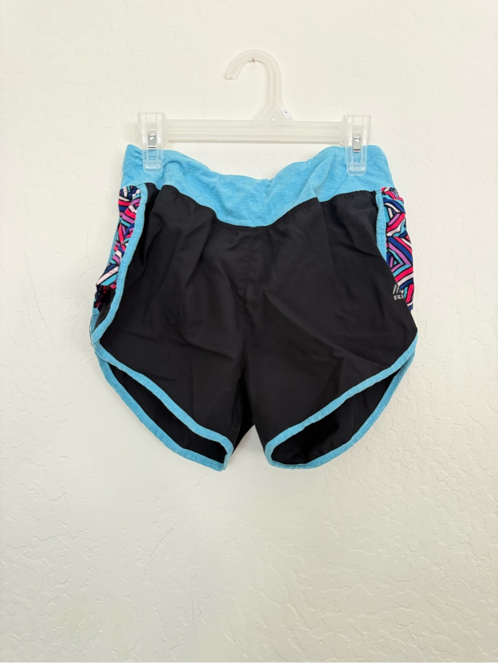RBX Black Shorts with Aqua Trim and Multicolor Side Panels